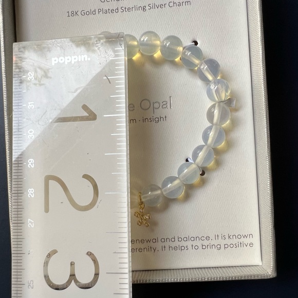 ESSENTIAL RITUAL White Opal 18k gold plated sterling silver charm bracelet *NEW - Picture 7 of 7